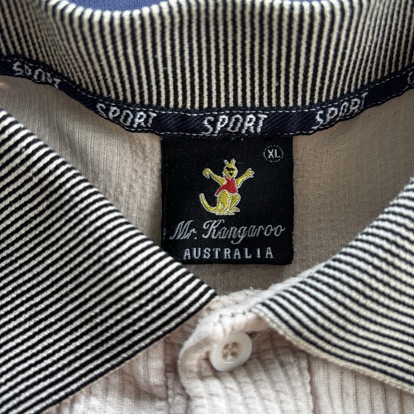 Mr. Kangaroo Australia Sydney Polo Shirt XL Beige Textured Smaller Fit See Pics - Picture 2 of 8